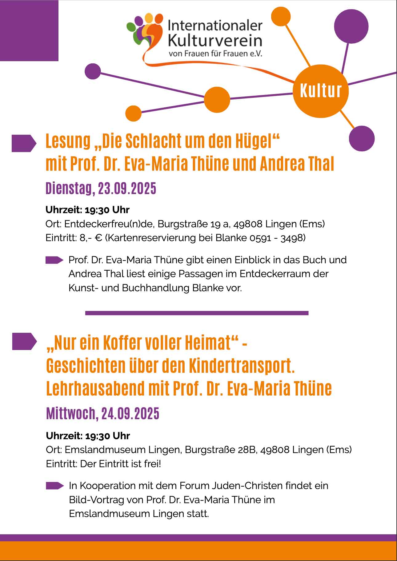 Plakat Veranstaltung Dr. Eva-Maria Thüne