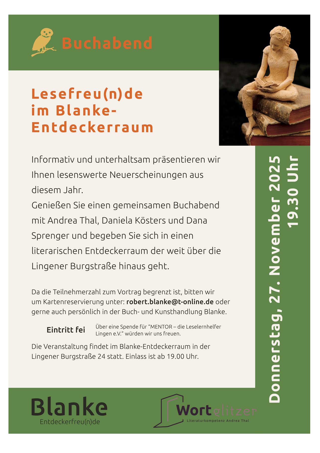 Plakat Lesefreunde Blanke Entdeckerraum 